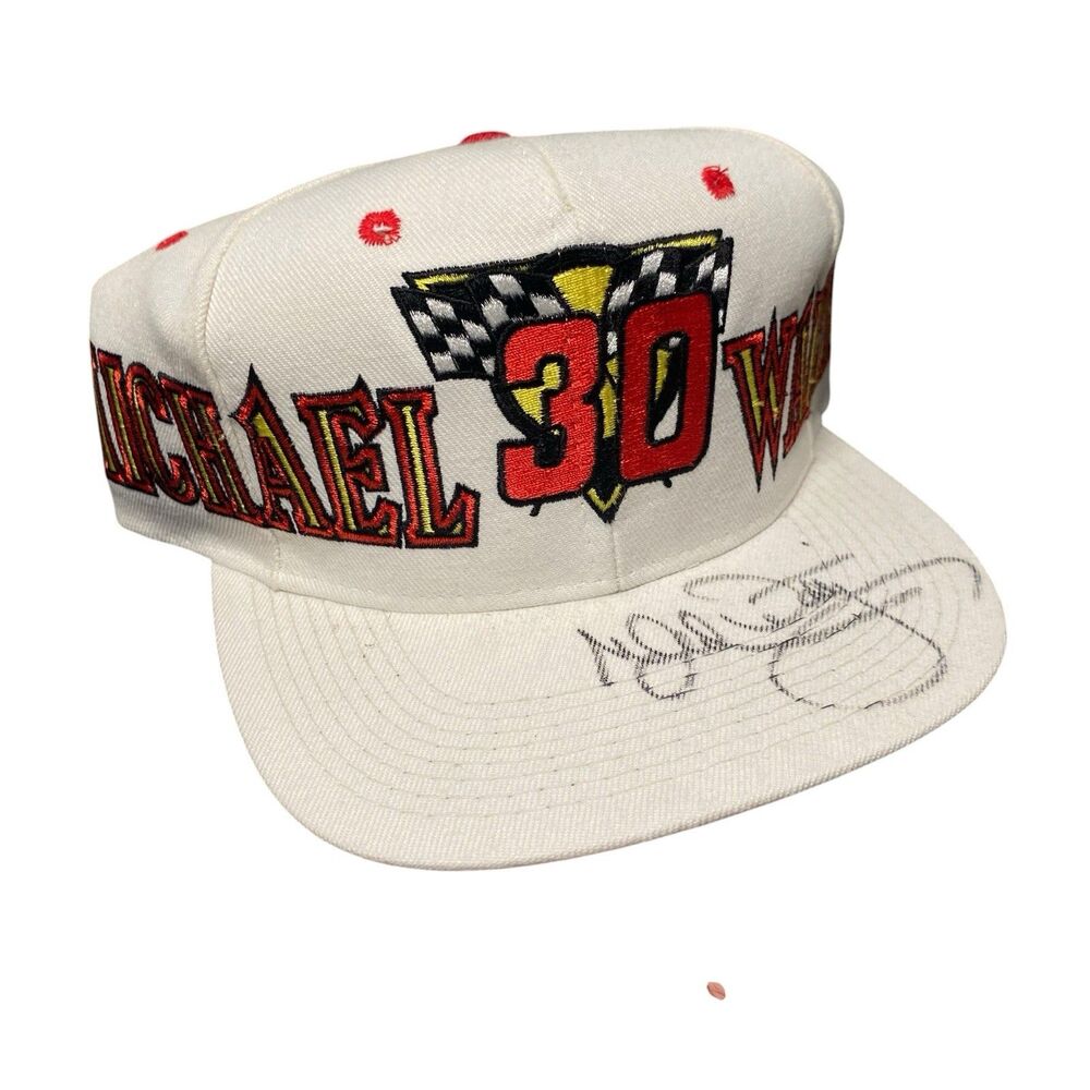 Vintage Michael Waltrip NASCAR Snapback Hat Cap Wrap Around Embroidered Signed